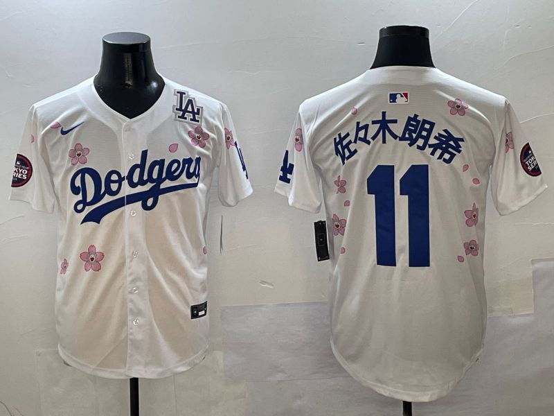 Men Los Angeles Dodgers 11 R.Sasaki White Sakura Edition 2025 Nike MLB Jersey style 8